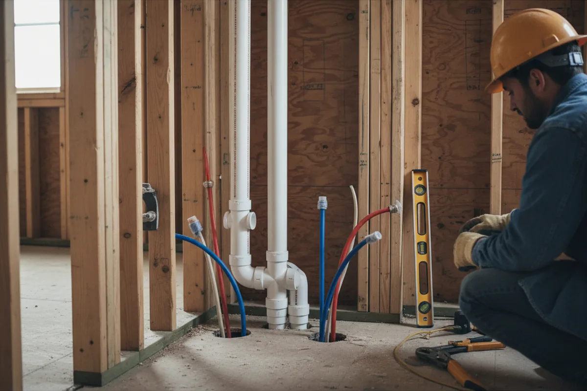 Drain and supply rough-in during Leak Detection in Crystal Springs