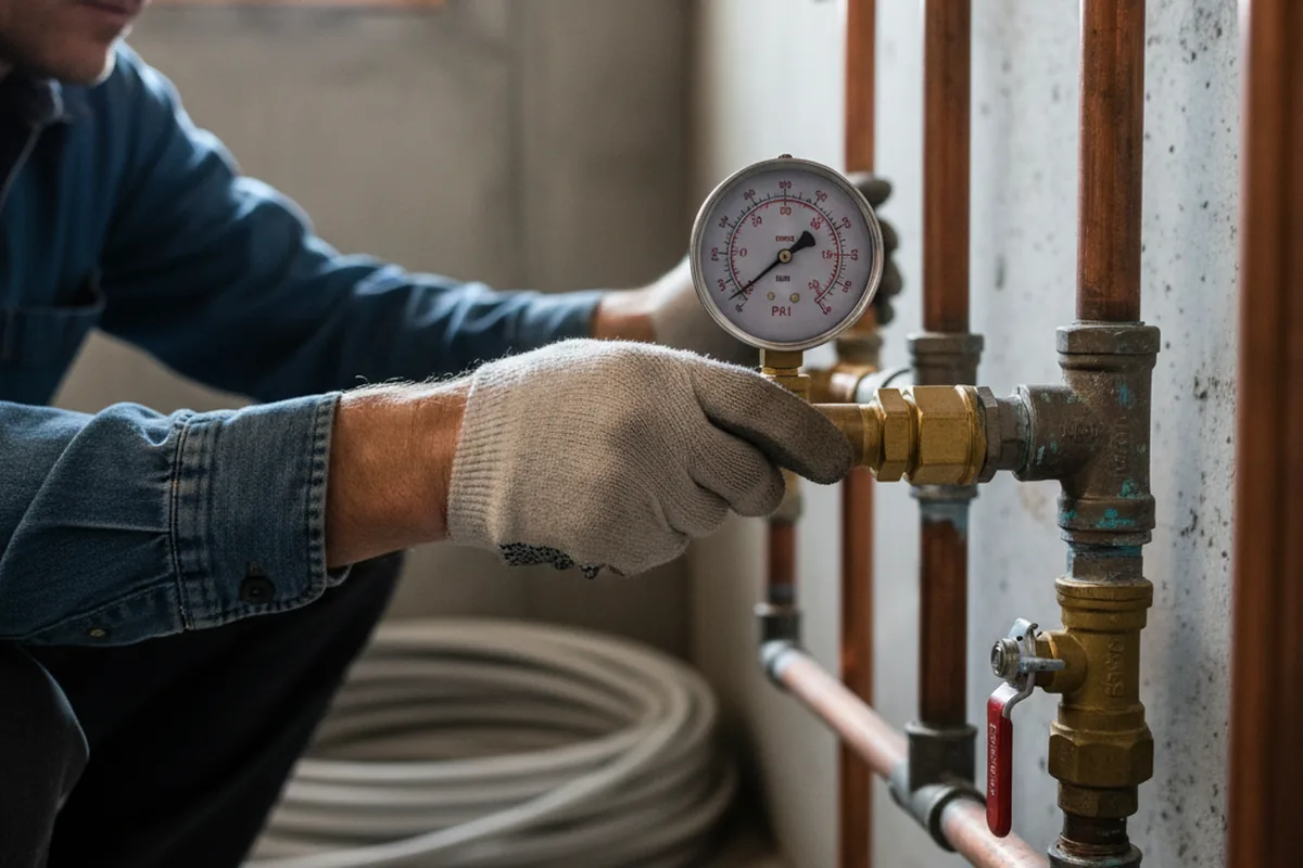 Pressure testing a repaired line during Water Line Repair in Crystal Springs